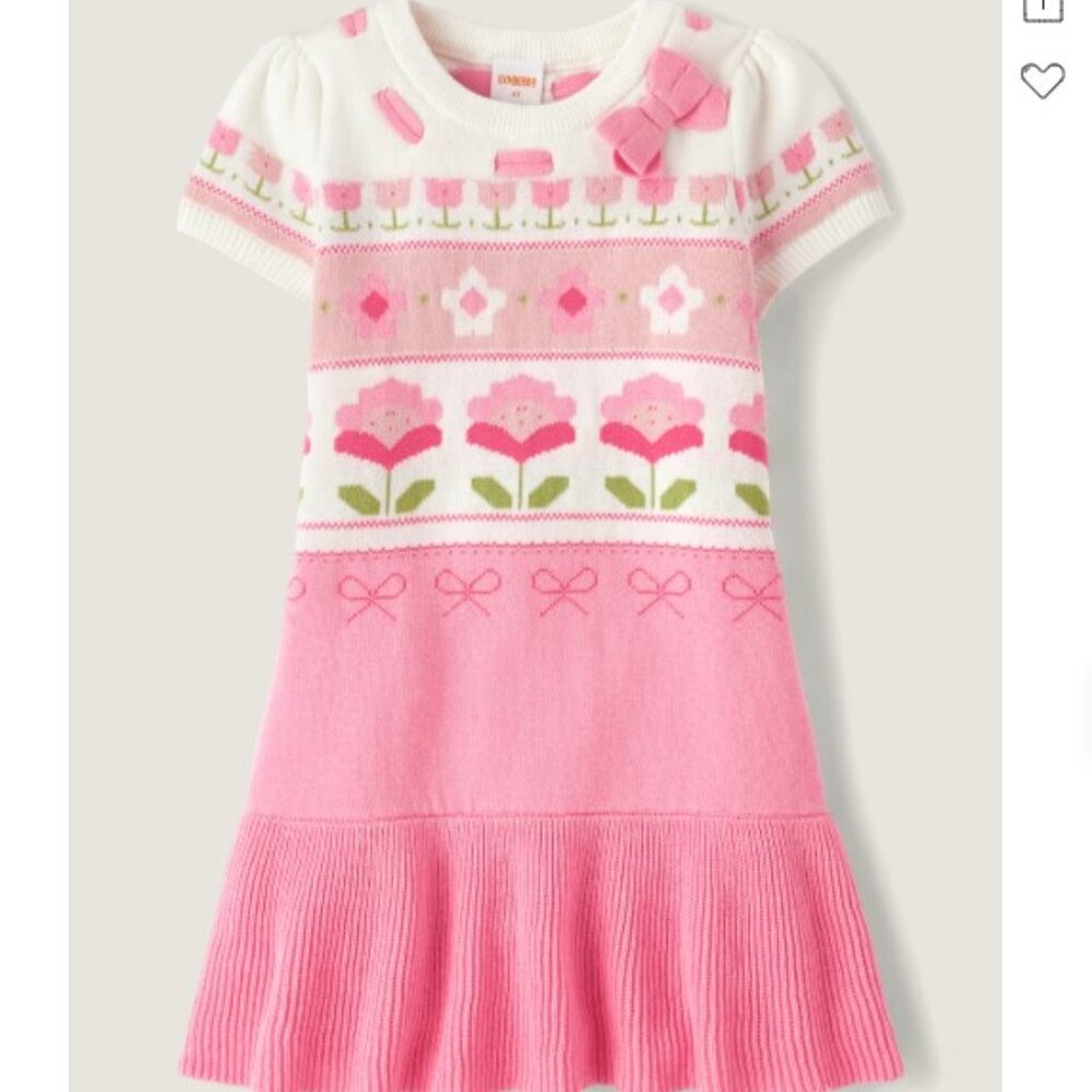 Gymboree Spring Sweater Dress Floral Fairisle Peplum, size 5